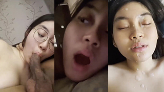 Mahasiswi Amoy Cantik Berkacamata Dibuat Penuh Cairan Di Wajahnya